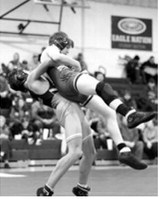 Abel Enerson won his first match by a decision and pinned this opponent for the win. Photo by Larry Stokke