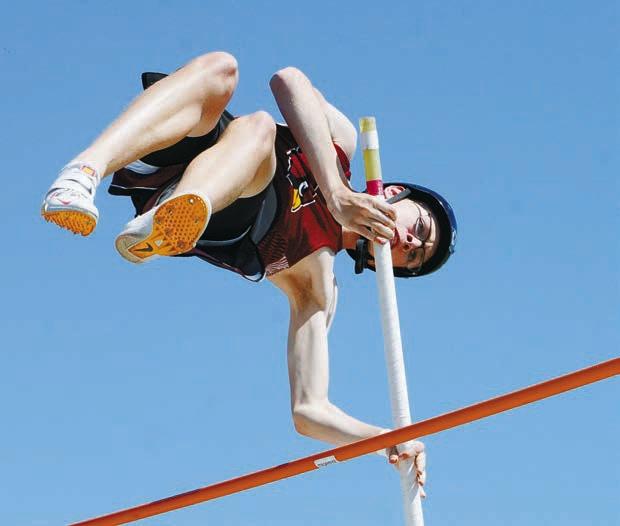 Jake Sanders qualified for state at the regional meet in pole valut. Photo by Larry Stokke.