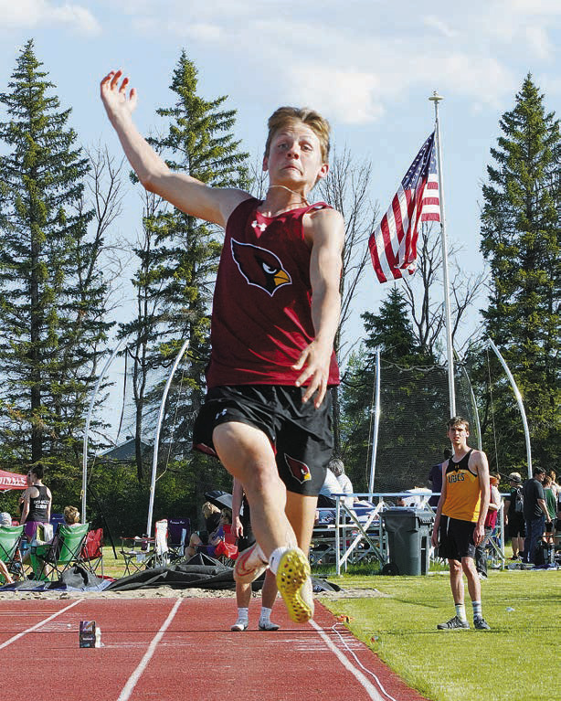 Cody Amble qualified for state in multiple events, including the 100M, 400M ,200M and triple jump. Photo by Larry Stokke.