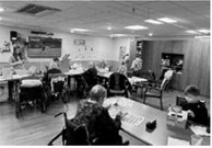 Sixth-graders and residents doing Valentine crafts. Submitted photo