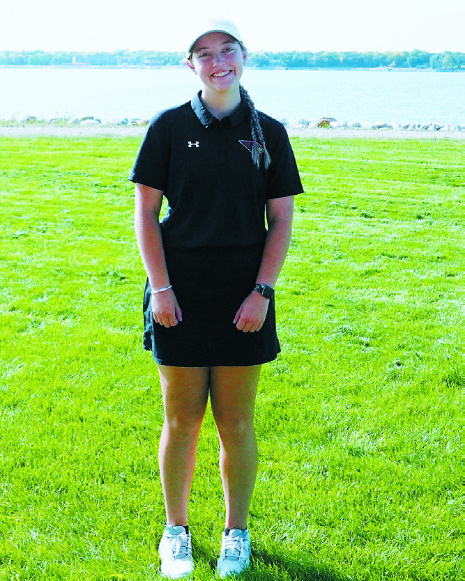 Nadia Lewis qualified for the State Meet with a top 10 score of 97. Photo by Larry Stokke.