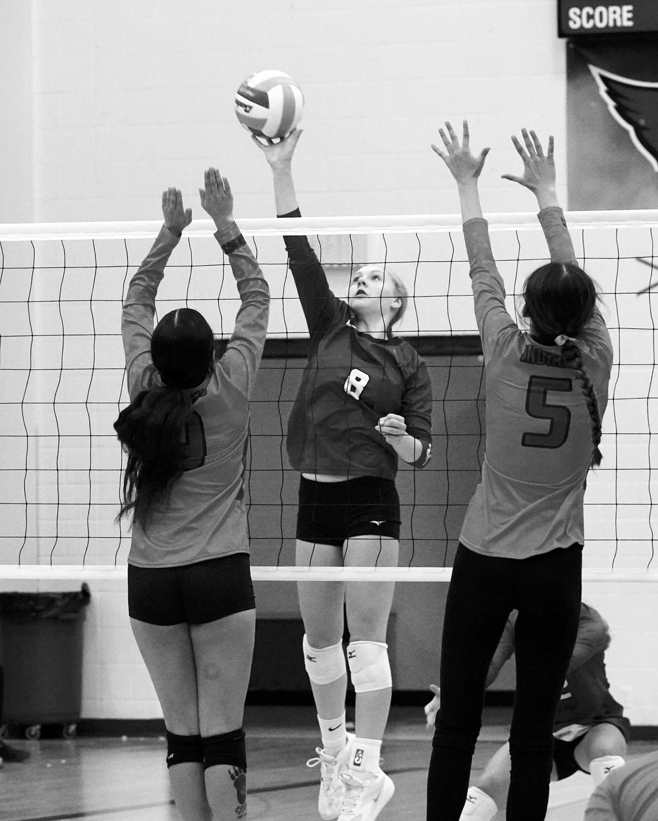Hilary Haaven had a great game with 11 kills, 5 aces, and 5 digs in the Cards win over the Indians. Photo by Larry Stokke.