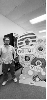 After a busy National Donut Day that saw Bread Pan Bakery sell out of approximately 2,700 donuts, staff members pause for a fun photo with a donut-themed display. Submitted photo