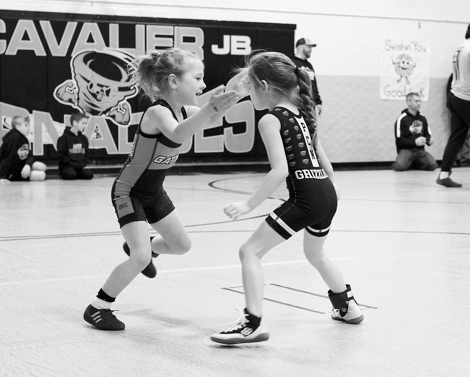 North Border Grizzly Laikyn Jacob takes on her Gator opponent. Photo by Larry Stokke.