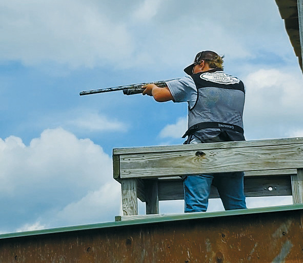 Tucker Gellner shooting sporting clays at the 4-H State Tournament hosted in Menoken last week.