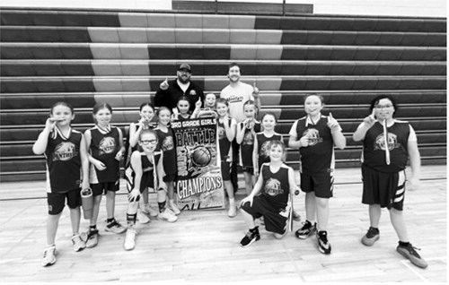 The Blue Panthers were the recent champions of the Border Battle Tournament. L-R: Alexa Restad, Kenzington Rollness, Charleigh Clouse, Layla Kakela, Jayde Lafrenz, Bethany Stewart, Piper Anderson, Elliana Chaput, Tensli Witzel, Bianca Chaput, Hope McGregor, Gentri Lowery, Nadia Hope. Coaches: Justin Anderson and Alex Chaput. Submitted photo