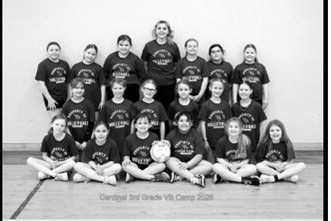 Third-grade girls from the Langdon area participated in a youth volleyball camp last week. Photo by Larry Stokke