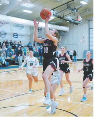 Kemi Morstad was Player of the Game in the win over Nelson County in Lakota Jan. 16. She finished the game with 11 points. Photo by Larry Stokke