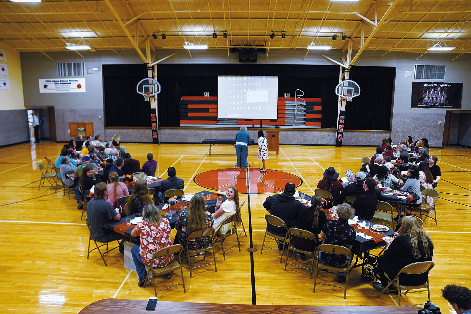 Edmore Public School's gym was filled with family, friends, staff, and community members to honor the school, staff, and students at the conclusion of its final year. Photo by Larry Stokke.