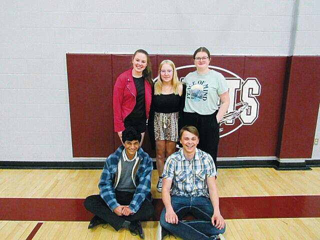 LAS Speech Team: Back row (L-R) Madilyn Crump, Jaymee Reidhammer, Matilda Lawson. Front: Kartheek Chapara and Adam hart