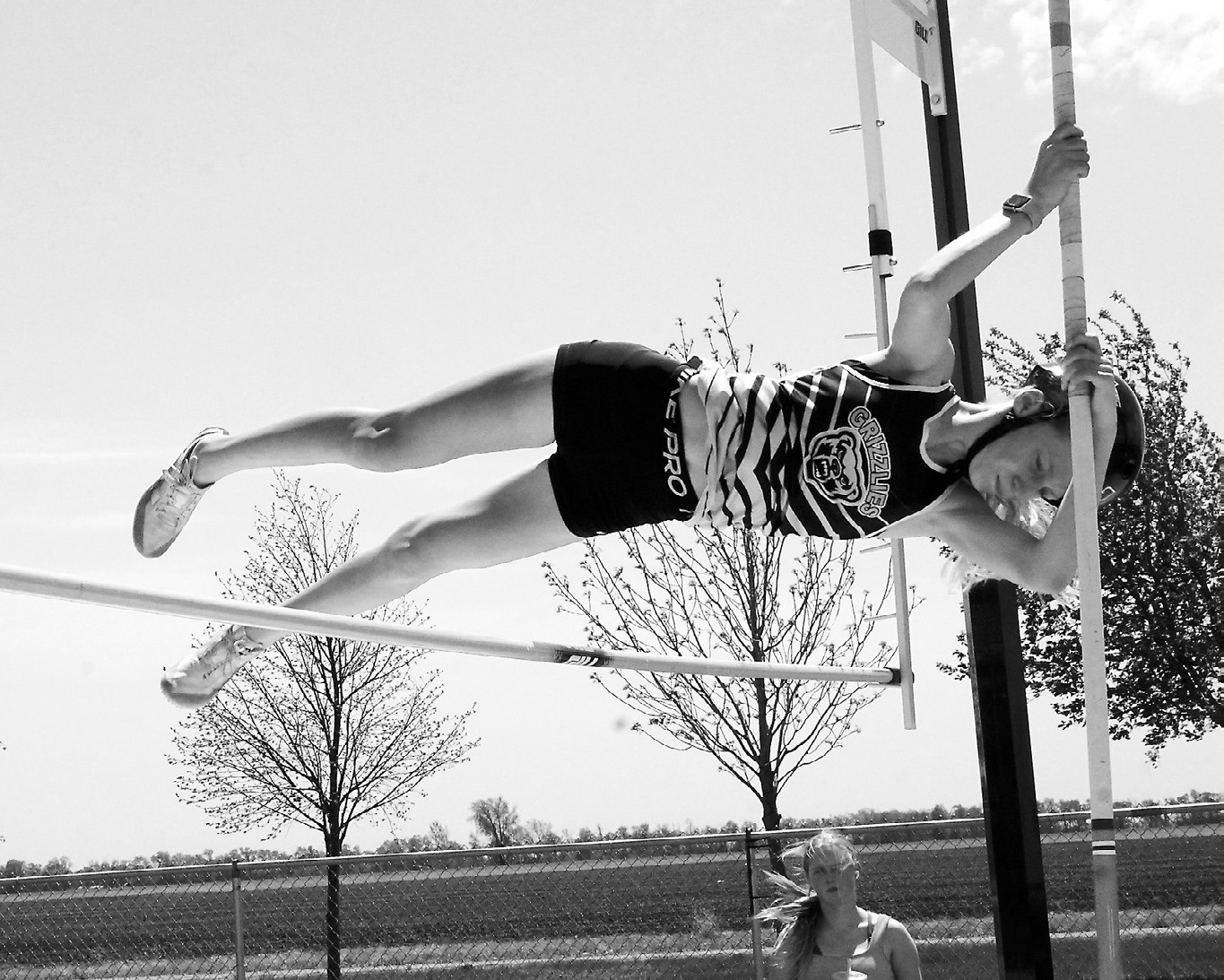 Maci Puppe vaulted 6' placing her in 7th place at the meet in Grafton. Photo by Larry Stokke.