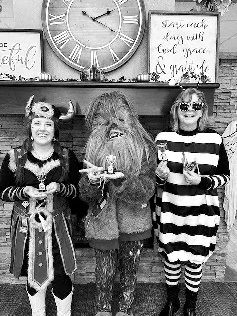 Costume contest winner: Kelsey (1st place), Myah (2nd place), and Nancy (3rd place).