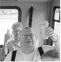 Richard and Bonnie enjoying the DQ bus ride. Submitted photo