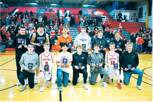 Back Row L-R Eastyn Schaefer Langdon Area-Munich, Jaxson Joramo Nelson County, Hunter Hagler North Star, Easton Benz New Rockford-Sheyenne, Tayden Longie St John, Trenten Keena Drayton /Valley-Edinburg, Front Row L-R Madden Parisien St John, Elijah Robinson Midway-Minto, Anthony Touche Jr Warwick, Baron Burns Larimore, Kaden Moore North Border, Ezra Robinson Midway-Minto, Easton Simon New-Rockford/ Sheyenne. Photo by Larry Stokke