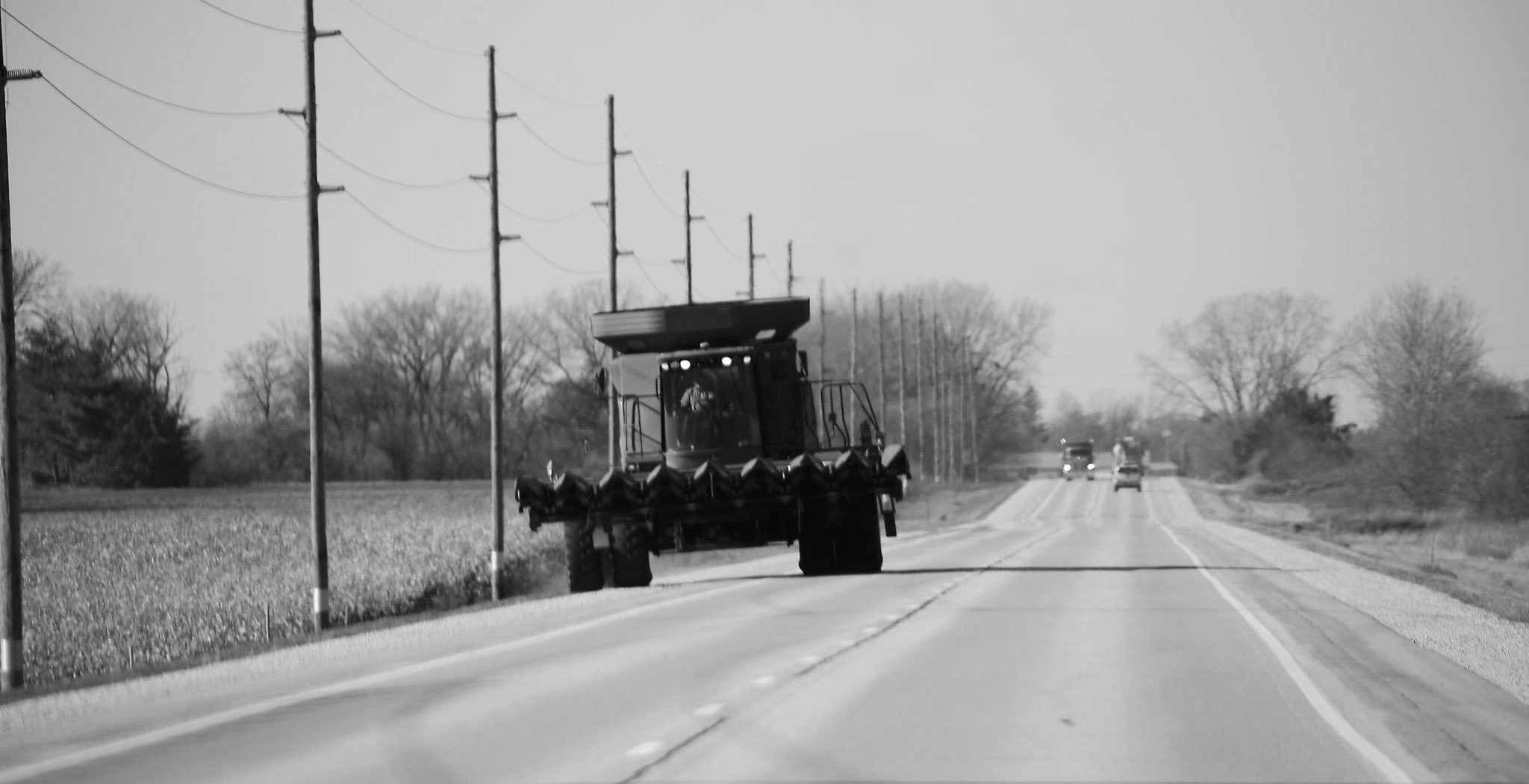 As agricultural producers prepare for harvest season, it is crucial for motorists and farm equipment operators to share the road to prevent roadway collisions. (Photo by Central States Center for Agricultural Safety and Health (CS-CASH))