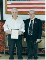 Lyle Carpenter (50-year recognition), Commander Zeller. Submitted photo.