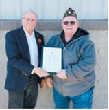 Commander Zeller, Sid Brandt (50-year recognition). Submitted photo.