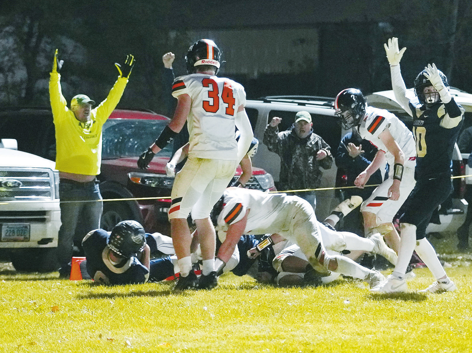 Eagles fans celebrate as Grant Cosley crosses the goal line to score for the Eagles. Photo by Larry Stokke.