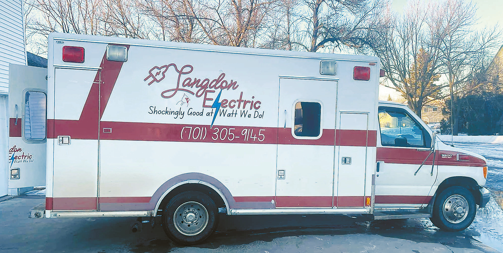 One of the most eye-catching aspects of Langdon Electric is its unconventional choice of work vehicle: a repurposed ambulance.