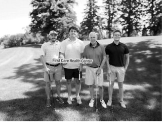 Second place: The Dr. Michael &amp; Pattie Bittles team, from left, Tyler Seeba, Tyler Moe, Dr. Michael Bittles and Parker Close, finished second at the 2026 First Care Health Center Benefit Golf Tournament in memory of Dan Young. Submitted photoh