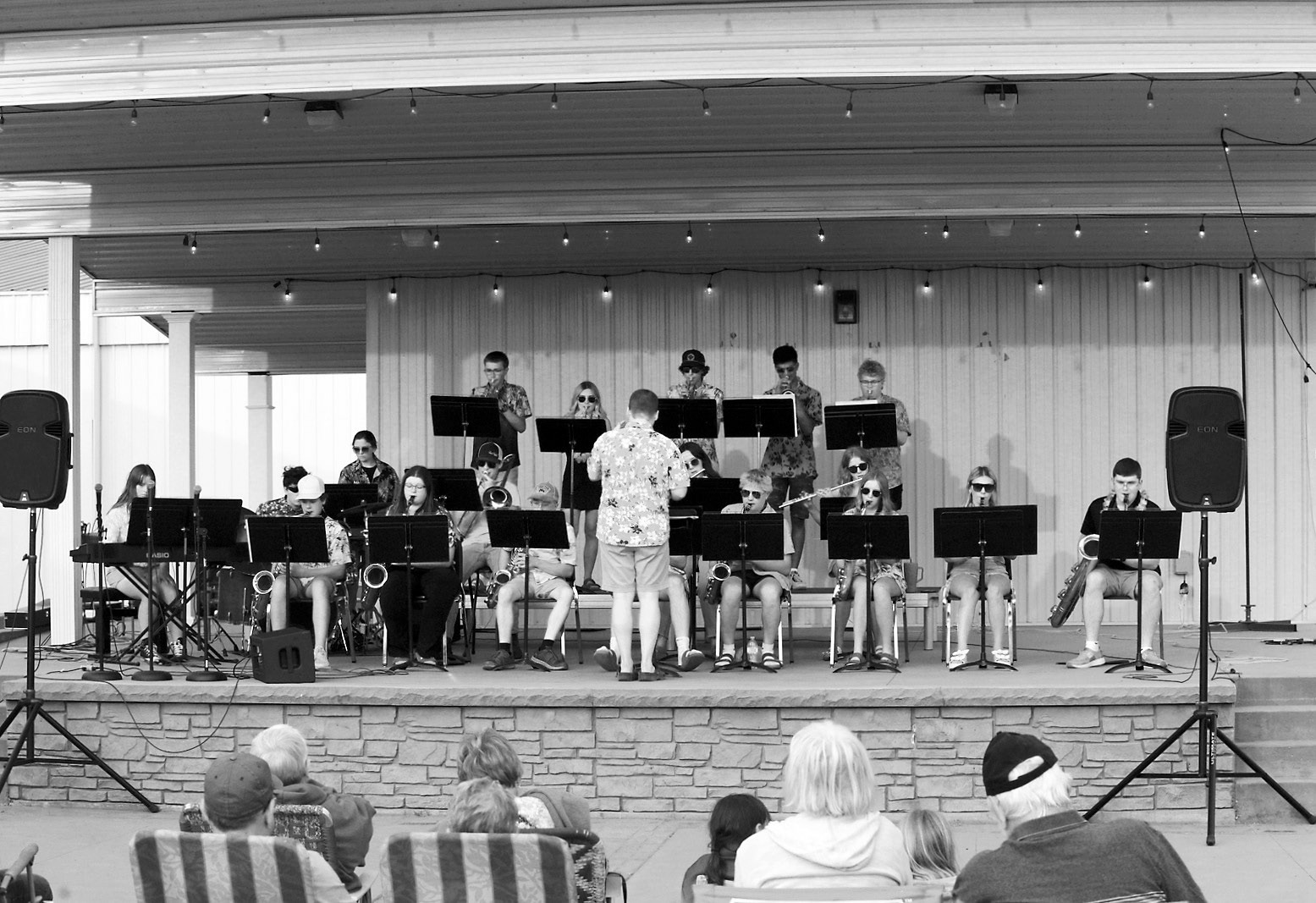 On May 29, the Langdon Area High School Jazz Band put on the last of the season's performances at Boyd Block. Thanks for the awesome jams! Photo by Larry Stokke.