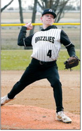 Henry Kemnitz winds up and delivers a strike in a game against the Cardinals on April 28 in Munich. Photo by Larry Stokke