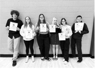 L-R: Jonathan Lill, Sophie Myrvik, Matilda Lawson, Jaymee Reidhammer, Kaydence Lundquist, Jonathan Mack
