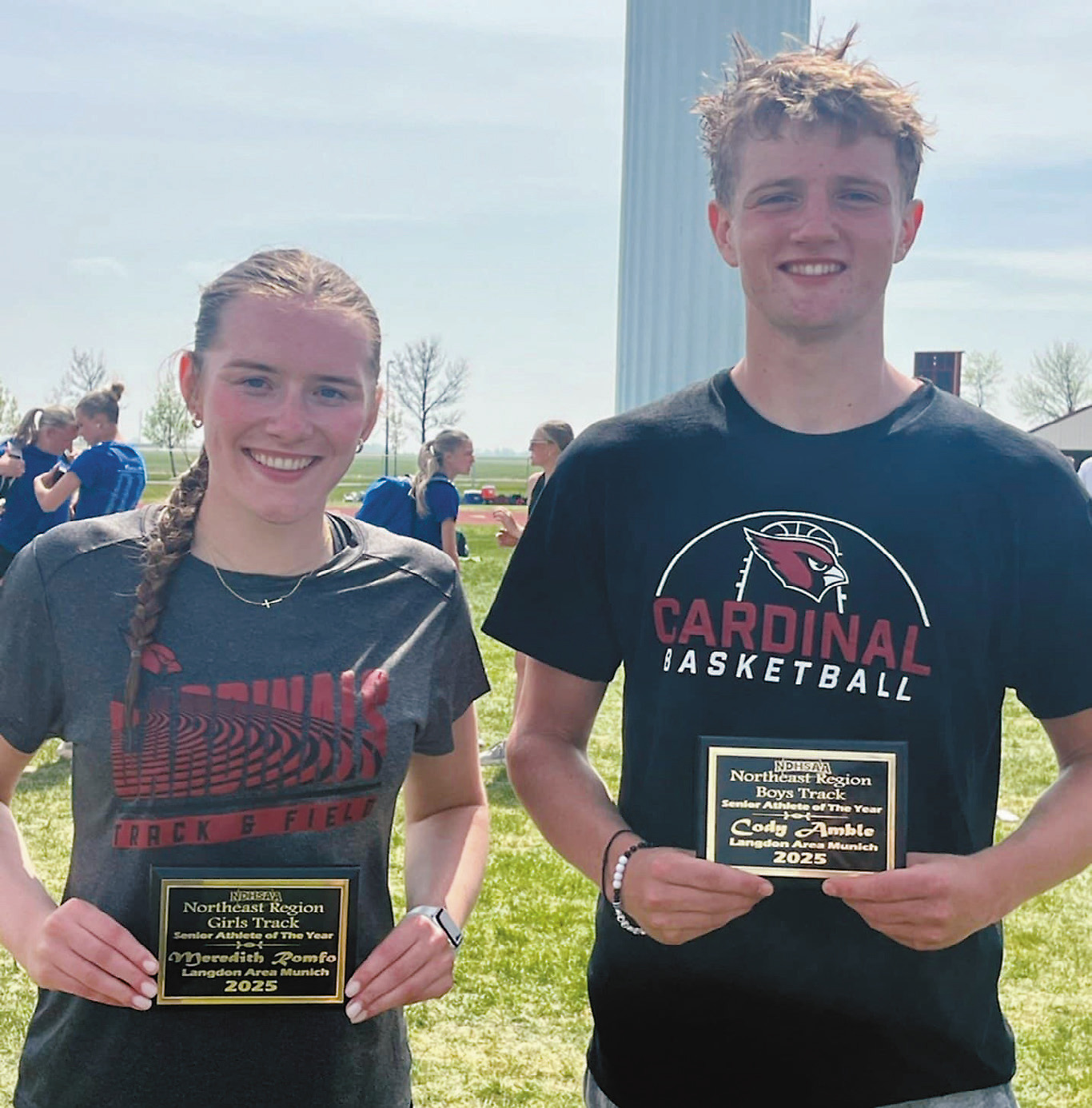 Meredith Romfo and Cody Amble were honored at the North East Region Meet as Outstanding Senior Athletes. Submitted photo.