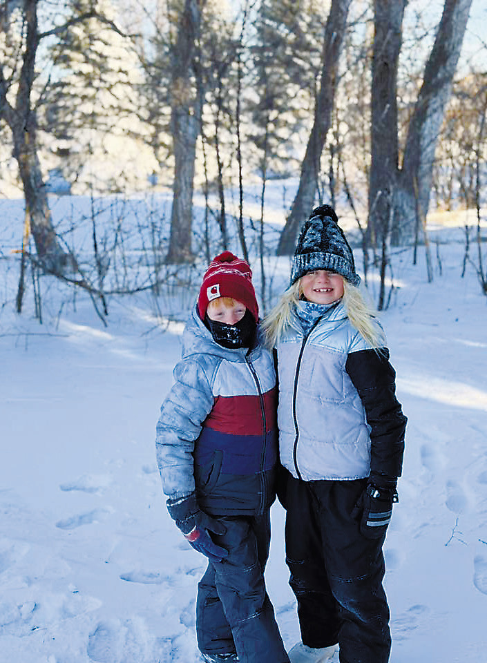 Nettie and Teddy Geddes enjoying the snow. Photo courtesy of Morgan Geddes.