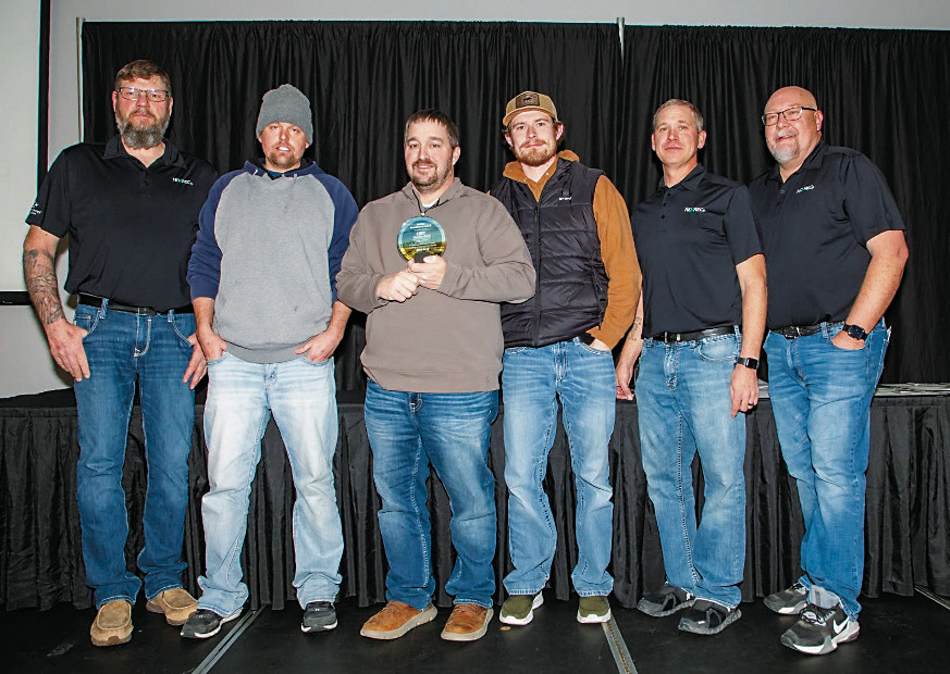 From left to right: Brian Lakoduk, NDAREC; Derek Belle, CREC Lineman; Marty Tetrault, CREC General Manager; Andrew Nyhaugen, CREC Lineman; Mike Koenig, NDAREC; and Jeff Tweten, NDAREC.