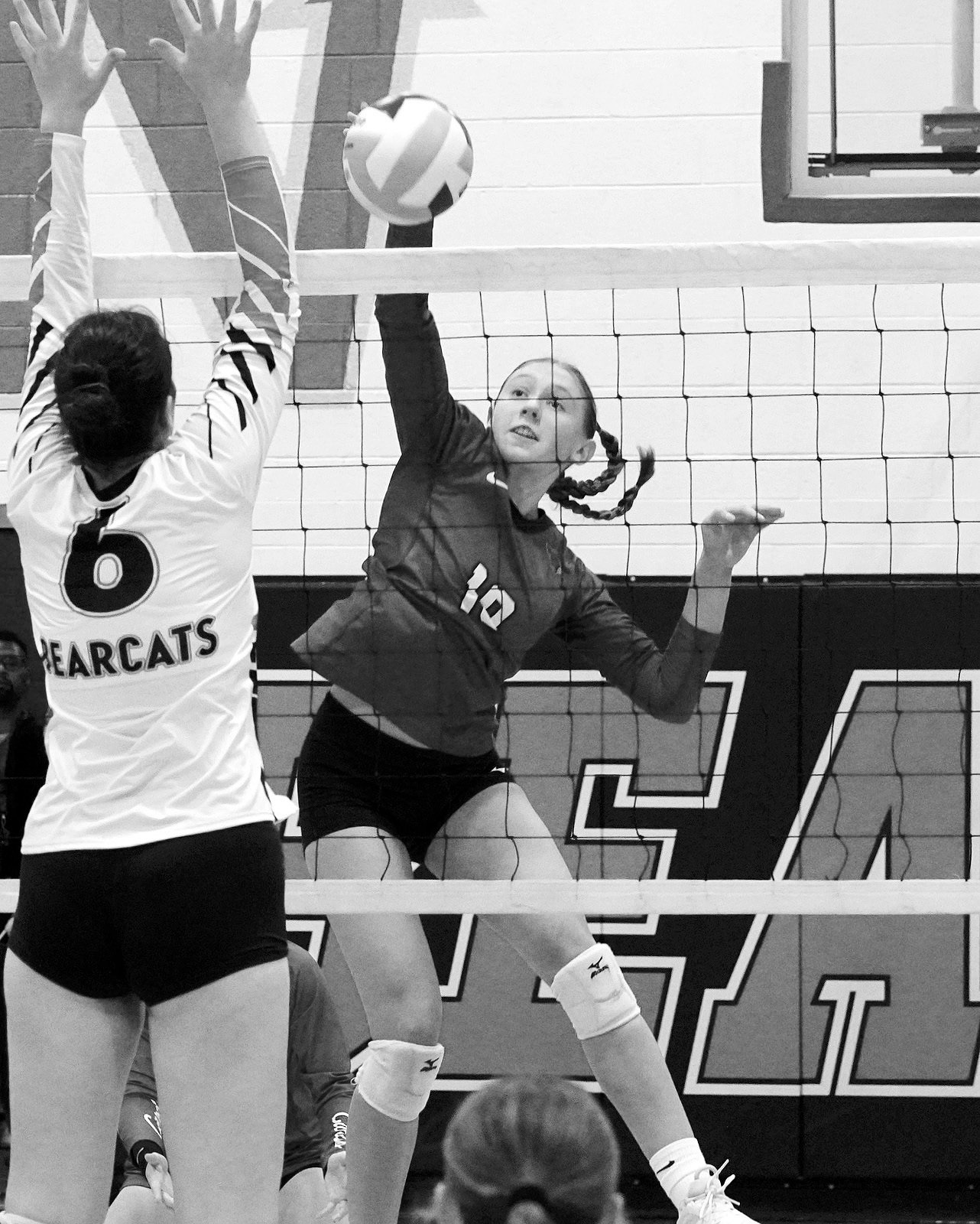 Aubrey Badding had 10 kills in the win over North Star. Photo by Larry Stokke.