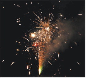 Fireworks lighting up the sky in Langdon PHOTO BY LARRY STOKKE.