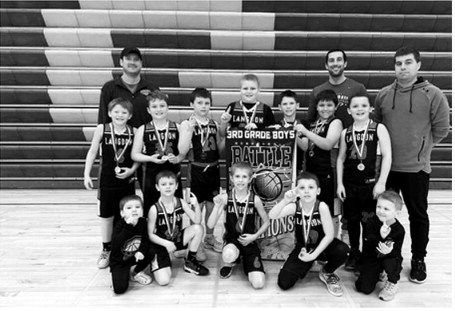 The third-grade boys Langdon Area Cardinals team were recent champions of a tournament in East Grand Forks. Back row L-R: Miles Flink, Levi Roy, Caden Downs, Keaton Koons, Grady Zeis, Knox Farris, Jack Schaefer. Front row L-R: Jensen Flink, Baylor Krivarchka, Ben Schaefer. Coaches: Zack Schaefer, Anthony Roy, Justin Flink. Mini coaches: Parker Flink and Boone Schaefer. Submitted photo