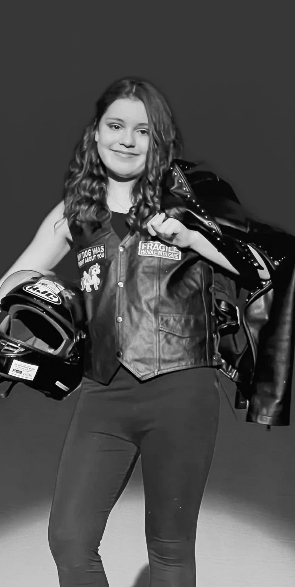The pageant had several outfit changes, and here is Amelia in her state costume as a biker.