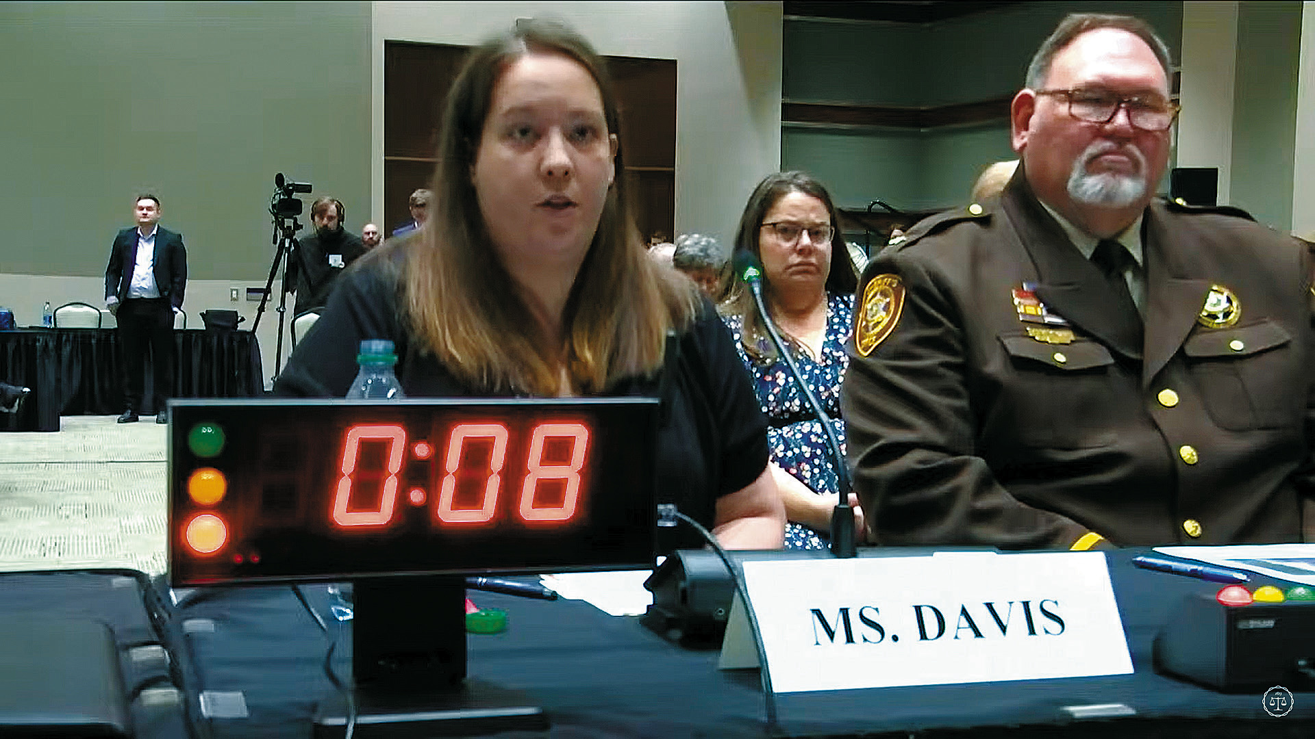Rebecca Davis of Walhalla sharing her testimony at the subcommittee hearing in Grand Forks. (Screenshot from House Judiciary GOP livestream)