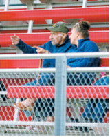 Former coach Sal Salvaggio and his daughter, Rachael were on hand to watch the Red Sox defeat Park River. Photo by Larry Stokke