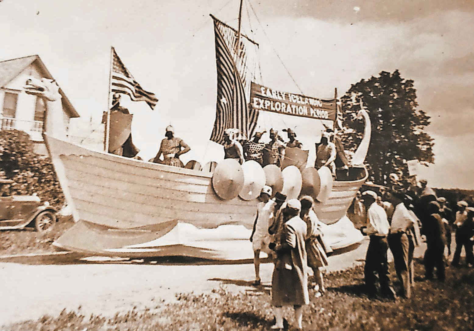 A 1928 Viking ship parade float.