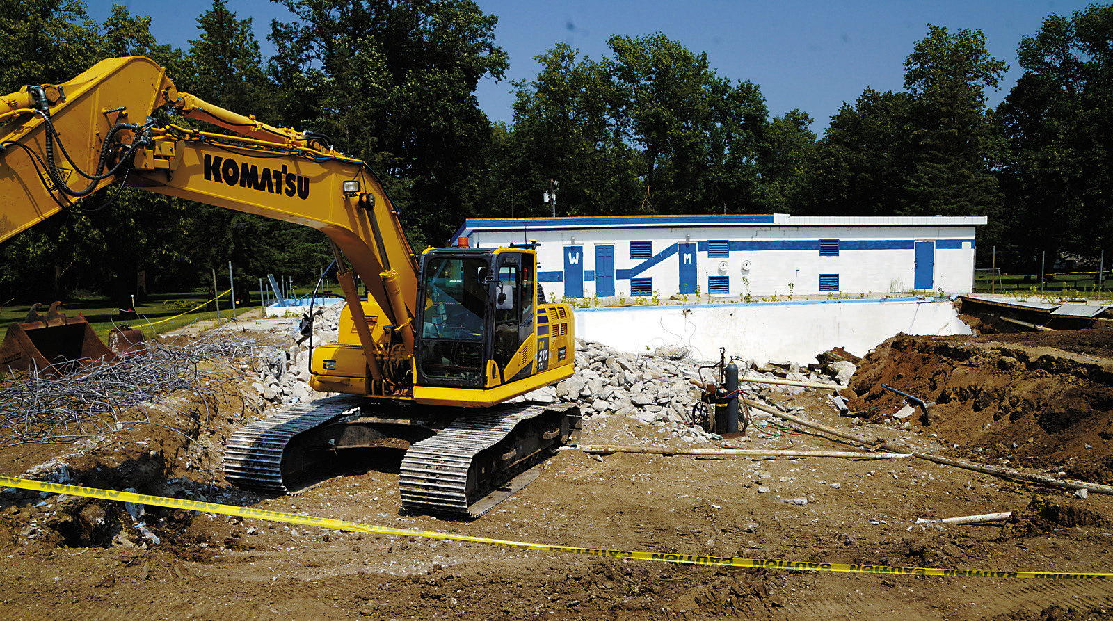 Taken on July, 25, 2024, this photo shows the demolition process of the old Walhalla Pool underway. Photo by Larry Stokke.