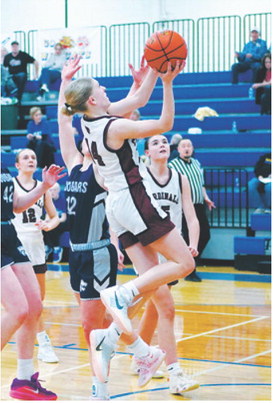FM Bank Player of the Game against North Prairie, Hilary Haaven, had a game-high 22 points in the Cards win. Photo by Larry Stokke