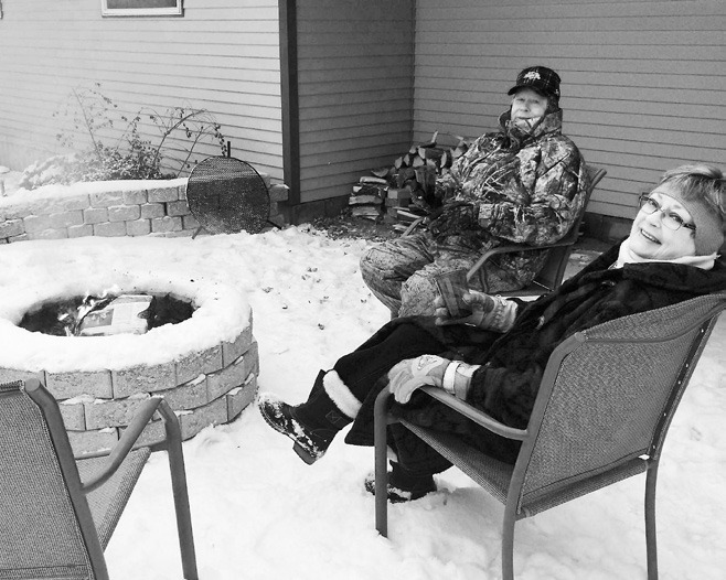 Enjoying drinks on the patio.