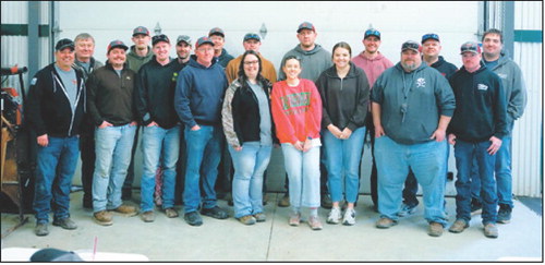 Back Row L-R Marc Greening, Brandon Hart, Nathan Metzger, Brian Hart, Danny Hart; Jake Muhs, Andy Muhs, Brandon Domres, Kyle McConnell. Front Row L-R Jay Dubois, Danny Muhs, Will Blake, Curt Kram, Sam Hansel, Kayla Domres, Josie Muhs, Dave Nowatski, Jordan Blake. Photo by Larry Stokke