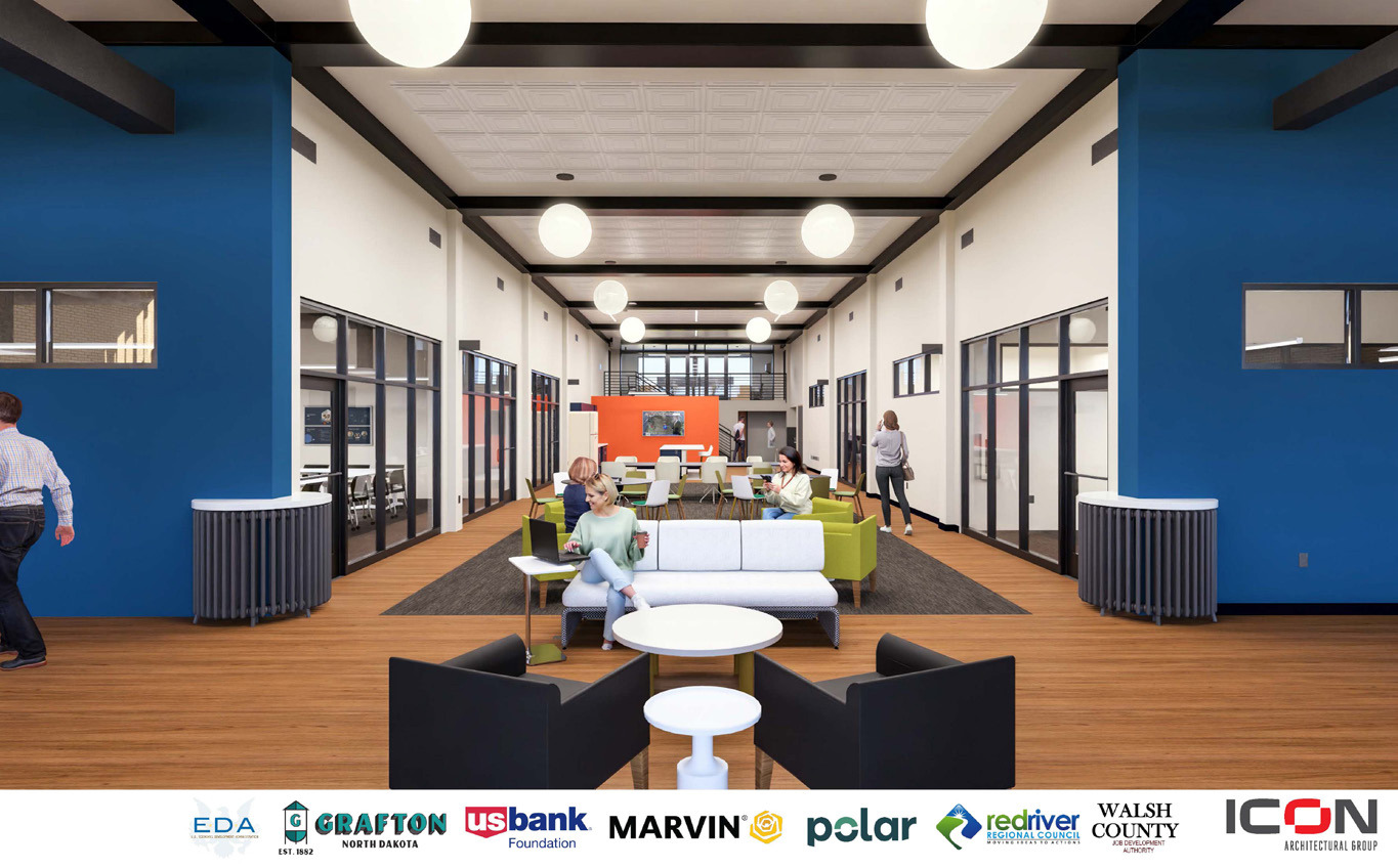 A rendering of the inside of the building which will be a hub for small businesses in the area once completed in early 2027.