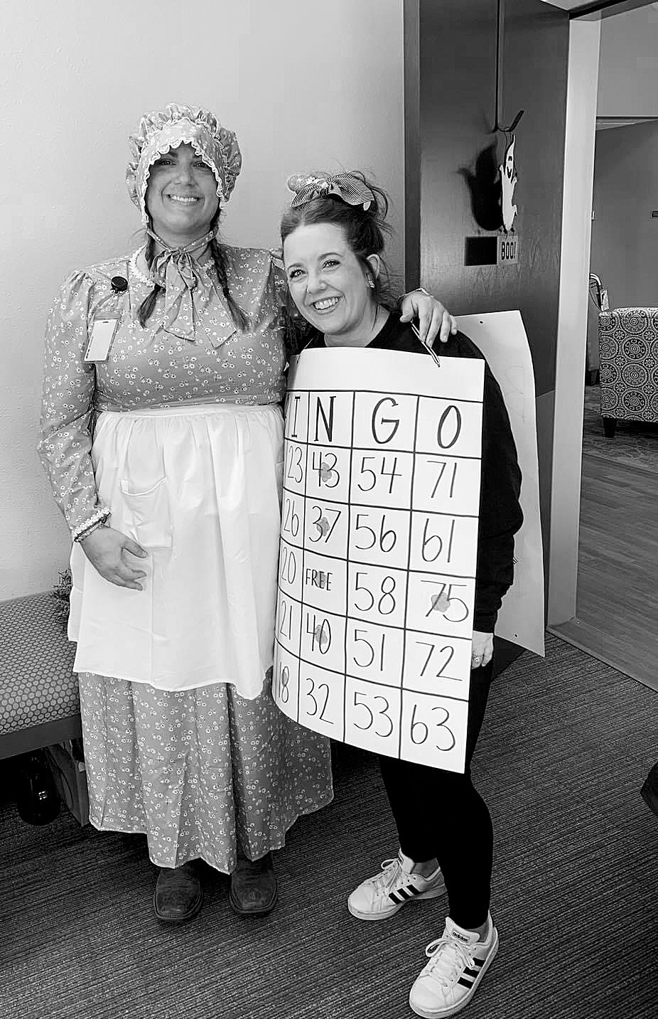 Heather and Kelsey dressed up for Halloween at PNC.