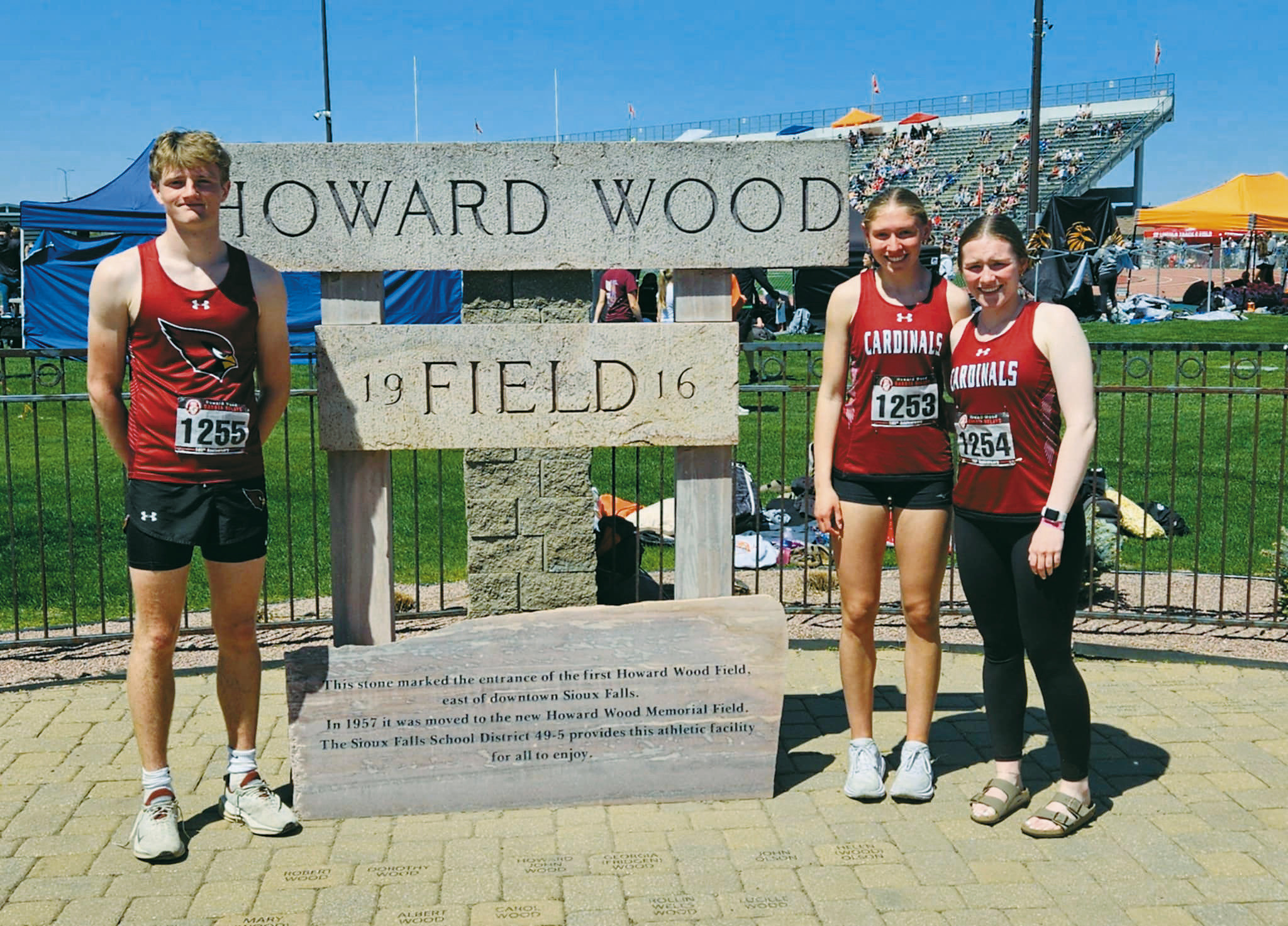 Three students (L-R) Cody Amble, Aubrey Badding, and Meredith Romfo, attended the Howard Woods Meet in Sioux Falls, S.D on May 2-3 to compete. Submitted photo.