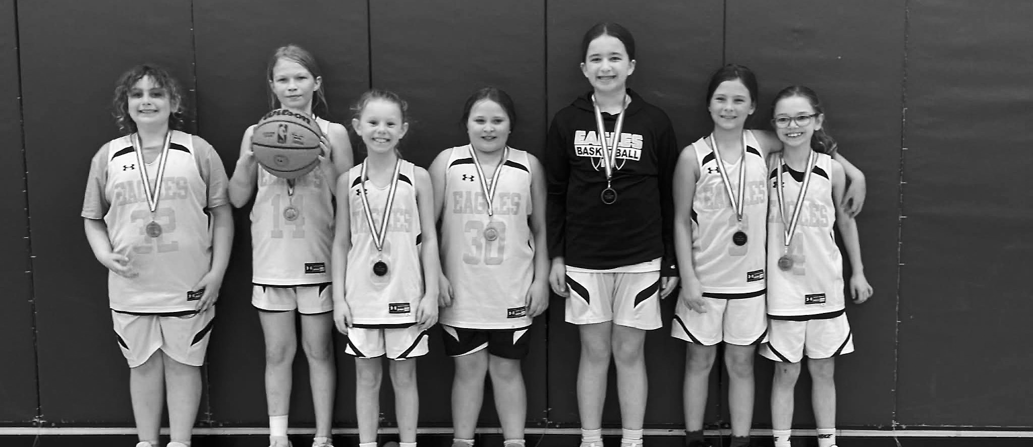 Rowan Houston, Sadie Halverson, Elin Reis, Freyja Salazar, Riley Mathison, Emma Rollness and Bailey White. Coach Alyssa Rollness. Submitted photo