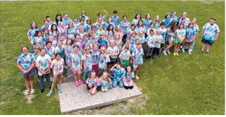 Campers pose for a group photo overlooking the Pembina Gorge during the 2026 Encore Arts Camp at Frost Fire Park. The annual camp welcomed 68 students from across northeastern North Dakota. Submitted photo