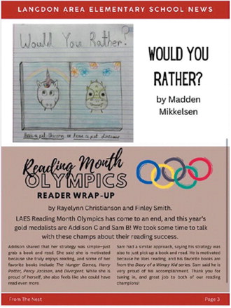 Langdon Area Elementary students launch first-ever school newspaper