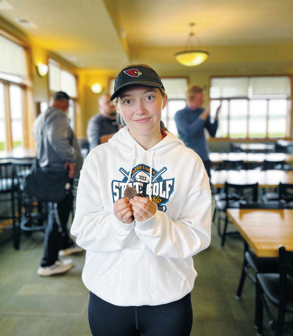Pictured is Langdon sophomore Nadia Lewis, who shot a 99 at the Region 3 Golf Tournament at Creel Bay Golf Course in Devils Lake on Sept. 23. She made the All-Region 3 Team, and has also qualified for the State B Golf Tournament at the Fargo Country Country Club Sept. 30-Oct. 1.