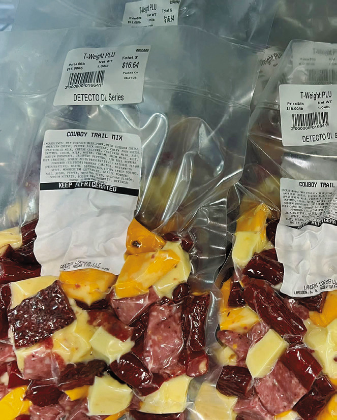 Packages of Cowboy Trail Mix combine meat and cheese for a convenient snack.