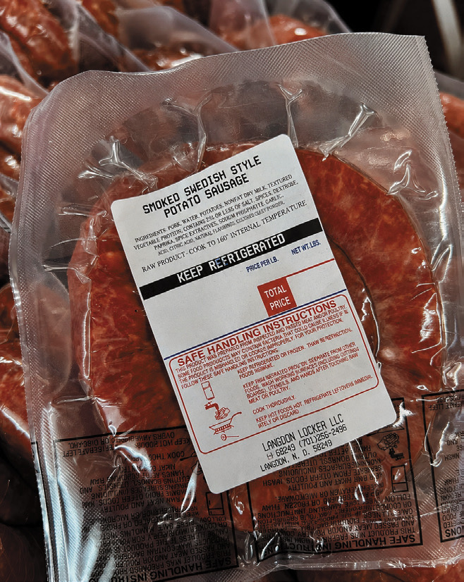 Langdon Locker’s smoked Swedish-style potato ring sausage is among the locally made products available to customers.